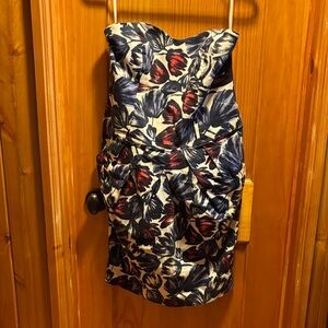 “Sweet Chemise” - Floral Strapless Sweetheart Dress - Size:10 w/ pockets